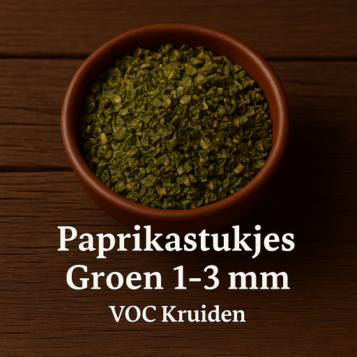 Paprika : Paprikastukjes Groen 1-3 mm 100 gram